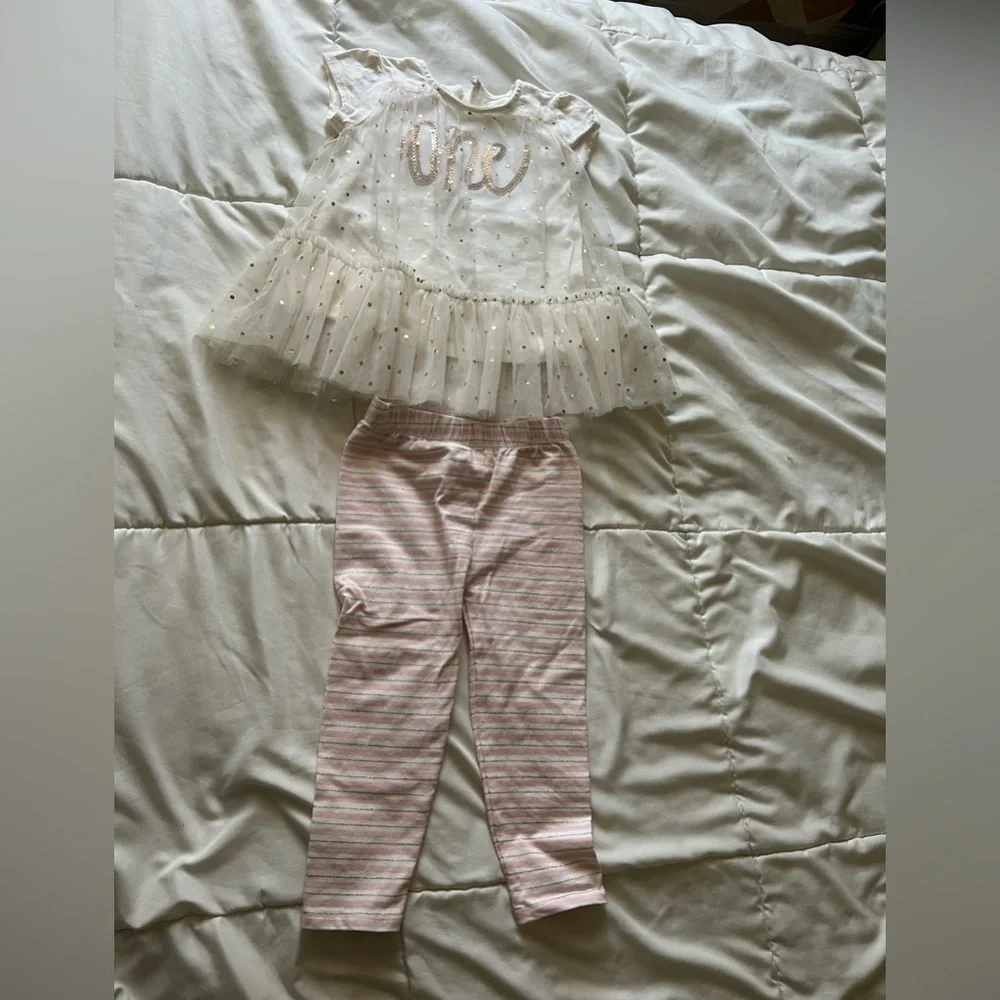 Mud Pie First Birthday One Shirt and Legging Sparkle Set Size 12-18 months